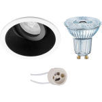 Osram - Led Spot Set - Parathom Par16 930 36d - Pragmi Zano Pro - Gu10 Fitting - Dimbaar - Inbouw Rond - Mat/wit - - Zwart