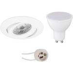 BES LED Led Spot Set - Pragmi Uranio Pro - Gu10 Fitting - Inbouw Rond - Mat - 4w - Warm 3000k - Kantelbaar - Ø82mm - Wit