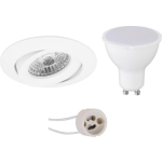 BES LED Led Spot Set - Pragmi Uranio Pro - Gu10 Fitting - Inbouw Rond - Mat - 4w - Natuurlijk 4200k - Kantelbaar - Ø82mm - Wit