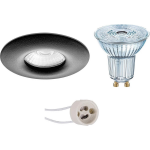 Osram - Led Spot Set - Parathom Par16 927 36d - Pragmi Luno Pro - Waterdicht Ip65 - Gu10 Fitting - Dimbaar - Inbouw Rond - Zwart