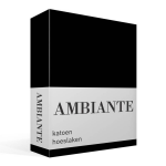 AMBIANTE Cotton Uni Hoeslaken - 100% Katoen - Lits-jumeaux (160x210/220 Cm) - Black - Zwart