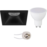 BES LED Led Spot Set - Pragmi Pollon Pro - Gu10 Fitting - Inbouw Vierkant - Mat - 4w - Warm Wit 3000k - Verdiept - 82mm - Zwart