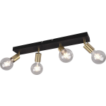 BES LED Led Plafondspot - Trion Zuncka - E27 Fitting - 4-lichts - Rechthoek - Mat/goud - Aluminium - Zwart