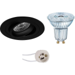 Osram - Led Spot Set - Parathom Par16 930 36d - Pragmi Alpin Pro - Gu10 Fitting - Dimbaar - Inbouw Rond - Mat - - Zwart