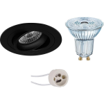 Osram - Led Spot Set - Parathom Par16 940 36d - Pragmi Alpin Pro - Gu10 Fitting - Dimbaar - Inbouw Rond - Mat - - Zwart