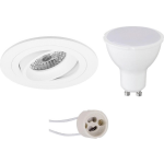 BES LED Led Spot Set - Pragmi Alpin Pro - Gu10 Fitting - Inbouw Rond - Mat - 4w - Warm 3000k - Kantelbaar Ø92mm - Wit