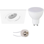 BES LED Led Spot Set - Pragmi Borny Pro - Gu10 Fitting - Inbouw Vierkant - Mat - 4w - Helder/koud 6400k - Kantelbaar - - Wit