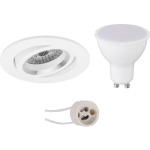 BES LED Led Spot Set - Pragmi Aerony Pro - Gu10 Fitting - Inbouw Rond - Mat - 4w - Helder/koud 6400k - Kantelbaar - - Wit