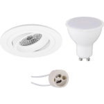 BES LED Led Spot Set - Pragmi Aerony Pro - Gu10 Fitting - Inbouw Rond - Mat - 6w - Helder/koud 6400k - Kantelbaar - - Wit