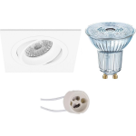 Osram - Led Spot Set - Parathom Par16 930 36d - Pragmi Borny Pro - Gu10 Fitting - Dimbaar - Inbouw Vierkant - Mat - - Wit