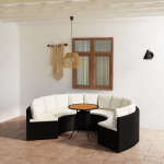 Vidaxl 7-delige Loungeset Met Kussens Poly Rattan - Zwart