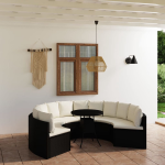 Vidaxl 7-delige Loungeset Met Kussens Poly Rattan - Zwart