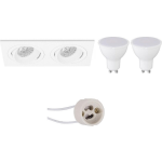 BES LED Led Spot Set - Aigi - Pragmi Borny Pro - Gu10 Fitting - Inbouw Rechthoek Dubbel - Mat - 8w - Helder/koud 6400k - - Wit