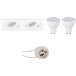 BES LED Led Spot Set - Pragmi Borny Pro - Gu10 Fitting - Dimbaar - Inbouw Rechthoek Dubbel - Mat - 6w - Natuurlijk 4200k - Wit