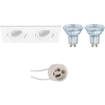 Osram - Led Spot Set - Parathom Par16 930 36d - Pragmi Borny Pro - Gu10 Fitting - Dimbaar - Inbouw Rechthoek Dubbel - - Wit