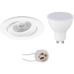 BES LED Led Spot Set - Pragmi Delton Pro - Gu10 Fitting - Inbouw Rond - Mat - 4w - Warm 3000k - Kantelbaar - Ø82mm - Wit