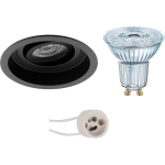 Osram - Led Spot Set - Parathom Par16 940 36d - Pragmi Domy Pro - Gu10 Fitting - Dimbaar - Inbouw Rond - Mat - - Zwart