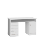 Alicante Sleutelbureau, 1 Deur, 4 Laden - Decor Papier - L 126 X D 55 X H 76 Cm - Wit