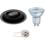 BES LED Osram - Led Spot Set - Parathom Par16 940 36d - Pragmi Domy Pro - Gu10 Fitting - Dimbaar - Inbouw Rond - Mat - - Zwart