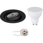 BES LED Led Spot Set - Pragmi Delton Pro - Gu10 Fitting - Inbouw Rond - Mat - 4w - Helder/koud Wit 6400k - Kantelbaar - - Zwart