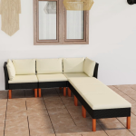 Vidaxl 6-delige Loungeset Met Kussens Poly Rattan - Zwart