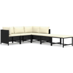 Vidaxl 6-delige Loungeset Met Kussens Poly Rattan - Zwart