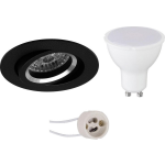 BES LED Led Spot Set - Pragmi Aerony Pro - Gu10 Fitting - Inbouw Rond - Mat - 4w - Warm Wit 3000k - Kantelbaar - Ø82mm - Zwart