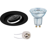 Osram - Led Spot Set - Parathom Par16 940 36d - Pragmi Aerony Pro - Gu10 Fitting - Dimbaar - Inbouw Rond - Mat - - Zwart