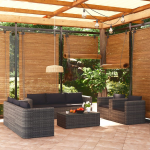 Vidaxl 9-delige Loungeset Met Kussens Poly Rattan - Grijs