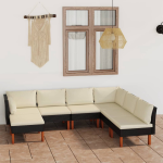 Vidaxl 7-delige Loungeset Met Kussens Poly Rattan - Zwart