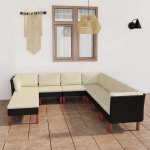 Vidaxl 9-delige Loungeset Met Kussens Poly Rattan - Negro