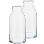 Arte r Set Van 2x Stuks Bloemenvazen Van Glas 15 X 31 Cm - Glazen Transparante Cilinder Vazen