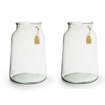 Bellatio Decorations 2x Stuks Transparante Eco Taps Toelopende Bloemen/boeket Vaas/vazen Van Glas 35 X 17 Cm