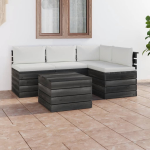 Vidaxl 5-delige Loungeset Met Kussens Pallet Massief Grenenhout