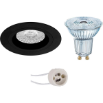 Osram - Led Spot Set - Parathom Par16 930 36d - Pragmi Rodos Pro - Gu10 Fitting - Dimbaar - Inbouw Rond - Mat - - Zwart