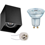 Osram - Opbouwspot Set - Parathom Par16 930 36d - Pragmi Luxina Pro - Gu10 Fitting - Dimbaar - Opbouw Vierkant - Mat - Zwart