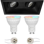 Mi-light - Led Spot Set Gu10 - Smart Led - Wifi Led - Slimme Led - 4w - Rgb+cct - Aanpasbare Kleur - Dimbaar - Pragmi - Zwart