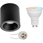 Mi-light - Opbouwspot Set Gu10 - Smart Led - Wifi Led - Slimme Led - 4w - Rgb+cct - Aanpasbare Kleur - Dimbaar - Pragmi - Zwart