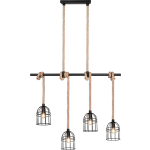 BES LED Led Hanglamp - Trion Wundi - E14 Fitting - 4-lichts - Rechthoek - Mat - Aluminium - Zwart