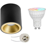 Mi-light - Opbouwspot Set Gu10 - Smart Led - Wifi Led - Slimme Led - 4w - Rgb+cct - Aanpasbare Kleur - Dimbaar - Pragmi - Zwart