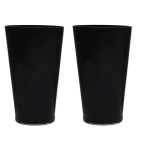Bellatio Decorations 2x Stuks Luxee Conische Stijlvolle Vaas/vazen Van Glas 40 X 25 Cm - Bloemen/boeketten Vaas Voor Binnen Gebruik - Zwart