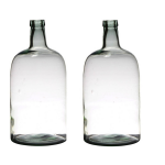 Bellatio Decorations 2x Stuks Transparante Luxe Stijlvolle Flessen Vaas/vazen Van Glas 40 X 19 Cm - Bloemen/takken Vaas Voor Binnen Gebruik