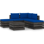 Vidaxl 6-delige Loungeset Met Kussens Geïmpregneerd Hout - Blauw