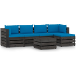 Vidaxl 6-delige Loungeset Met Kussens Geïmpregneerd Hout - Blauw