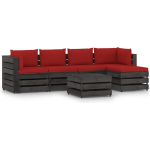 Vidaxl 6-delige Loungeset Met Kussens Geïmpregneerd Hout - Rood