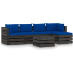 Vidaxl 6-delige Loungeset Met Kussens Geïmpregneerd Hout - Blauw