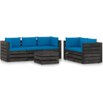 Vidaxl 6-delige Loungeset Met Kussens Geïmpregneerd Hout - Blauw