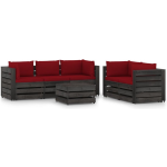 Vidaxl 6-delige Loungeset Met Kussens Geïmpregneerd Hout - Rood