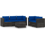 Vidaxl 6-delige Loungeset Met Kussens Geïmpregneerd Hout - Blauw