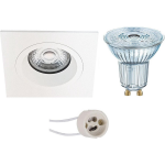 Osram - Led Spot Set - Parathom Par16 930 36d - Pragmi Rodos Pro - Gu10 Fitting - Dimbaar - Inbouw Vierkant - Mat - - Wit